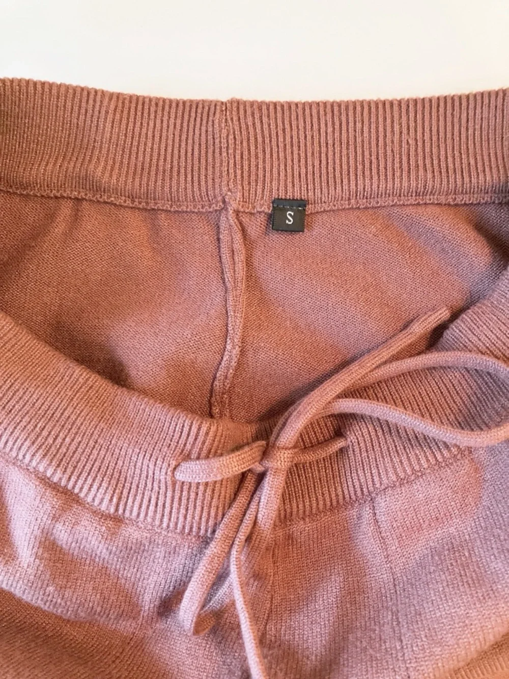 Amazon High-Rise Wide-Leg Drawstring Knit Lounge Pants Coffee Brown NWOT Small - Picture 6 of 10